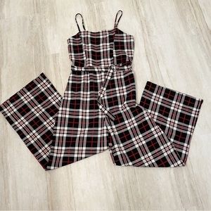 COPY - Almost Famous Red and Black Plaid Jumpsuit Romper